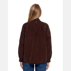 BRĄZOWA SZTRUKSOWA LUŹNA koszula damska MORAJ